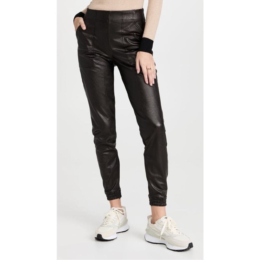 SPANX Sleek Black Faux Leather Joggers